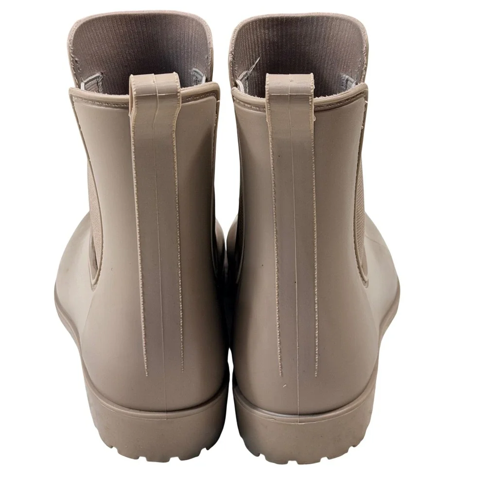 Taupe Rubber Chelsea Rain Boots Ankle Lug Sole Matte Gorpcore Womens Size 8